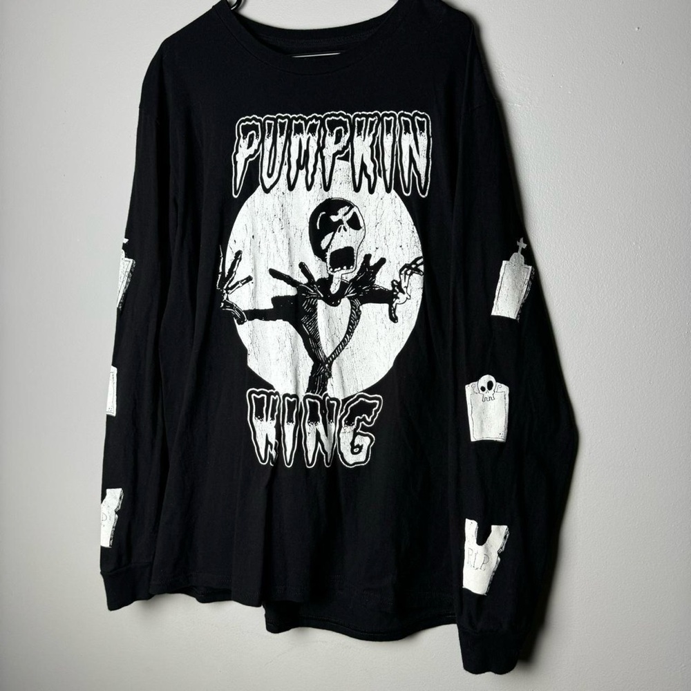 Black Pumpkin King Graphic Long Sleeve Shirt